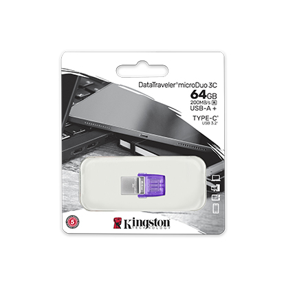 Kingston DataTraveler MicroDuo 3C DTDUO3CG3/64GB 64GB USB 3.2 Gen 1 Flash Bellek