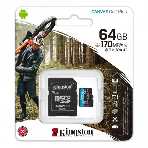Kingston Canvas Go Plus SDCG3/64GB 64GB microSDXC MicroSD Hafıza Kartı