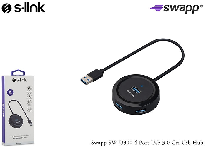 S-link Swapp SW-U300 4 Port USB 3.0 Gri USB HUB