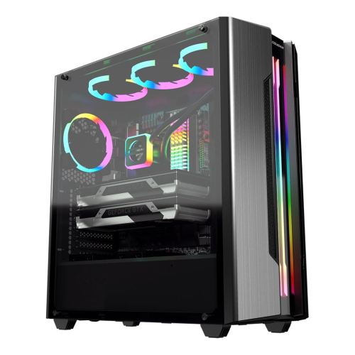 Cougar Gemini S IRON Gray RGB CGR-5BMBG-RGB 600W 80+ Dahili PSU`lu USB 3.0 Temperli Cam E-ATX Mid-Tower Gaming (Oyuncu) Kasa