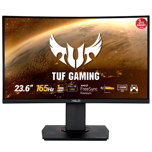 Asus TUF Gaming VG24VQR 23.6” 1ms 165Hz FreeSync Premium VA Full HD Curved Gaming (Oyuncu) Monitör