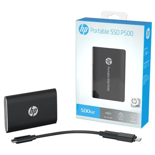 HP P500 7NL53AA 500GB 370/200MB/s USB 3.1 Gen2 Type-C Siyah Taşınabilir SSD Disk