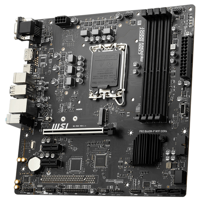MSI PRO B660M-P WIFI DDR4 Intel B660 Soket 1700 DDR4 4600(OC)MHz mATX Gaming (Oyuncu) Anakart