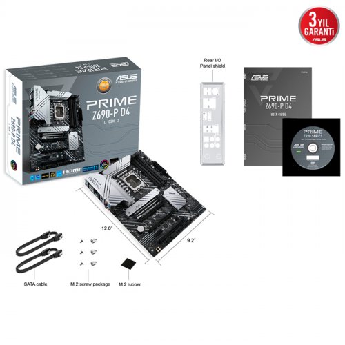 Asus Prime Z690-P D4-CSM Intel Z690 Soket 1700 DDR4 5333(OC)MHz ATX Gaming (Oyuncu) Anakart