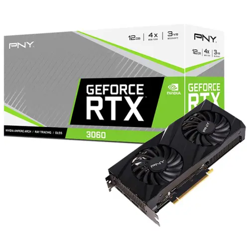 PNY GeForce RTX 3060 12GB Verto Dual Fan VCG306012DFBPB1 12GB GDDR6 192Bit DX12 Gaming (Oyuncu) Ekran Kartı