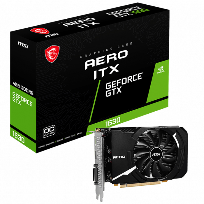 MSI GeForce GTX 1630 AERO ITX 4G OC 4GB GDDR6 64Bit DX12 Gaming (Oyuncu) Ekran Kartı