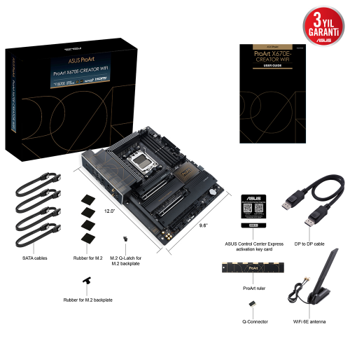 ASUS ProArt X670E-Creator WIFI AMD X670 Soket AM5 DDR5 6400(OC)MHz ATX Gaming (Oyuncu) Anakart