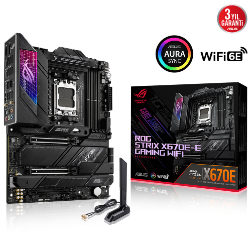 ASUS ROG Strix X670E-E Gaming WIFI AMD X670 Soket AM5 DDR5 6400(OC)MHz ATX Gaming (Oyuncu) Anakart