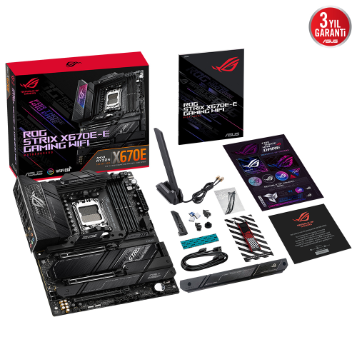 Asus ROG Strix X670E-E Gaming WIFI AMD X670 Soket AM5 DDR5 6400(OC)MHz ATX Gaming (Oyuncu) Anakart