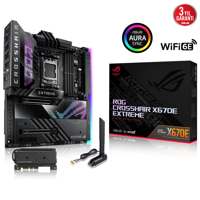 Asus ROG Crosshair X670E Extreme AMD X670 Soket AM5 DDR5 6400(OC)MHz E-ATX Gaming (Oyuncu) Anakart