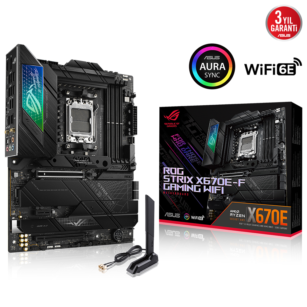 ASUS ROG Strix X670E-F Gaming WIFI AMD X670 Soket AM5 DDR5 6400(OC)MHz ATX Gaming (Oyuncu) Anakart
