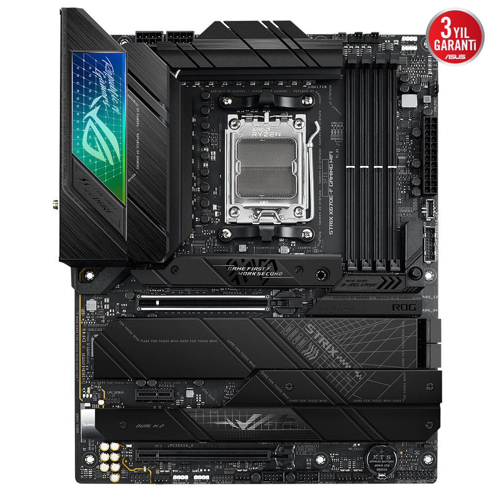 ASUS ROG Strix X670E-F Gaming WIFI AMD X670 Soket AM5 DDR5 6400(OC)MHz ATX Gaming (Oyuncu) Anakart