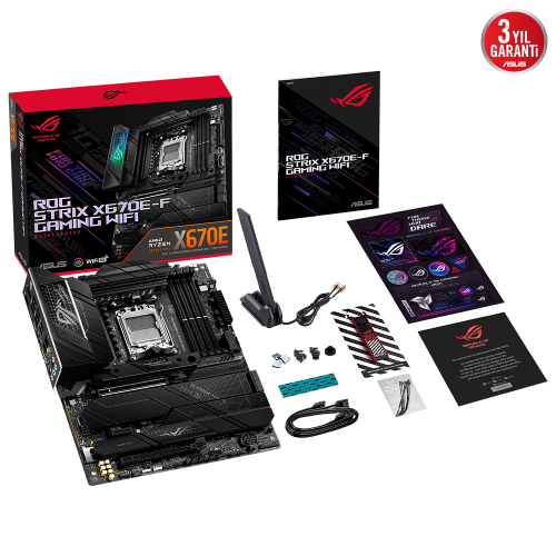 Asus ROG Strix X670E-F Gaming WIFI AMD X670 Soket AM5 DDR5 6400(OC)MHz ATX Gaming (Oyuncu) Anakart