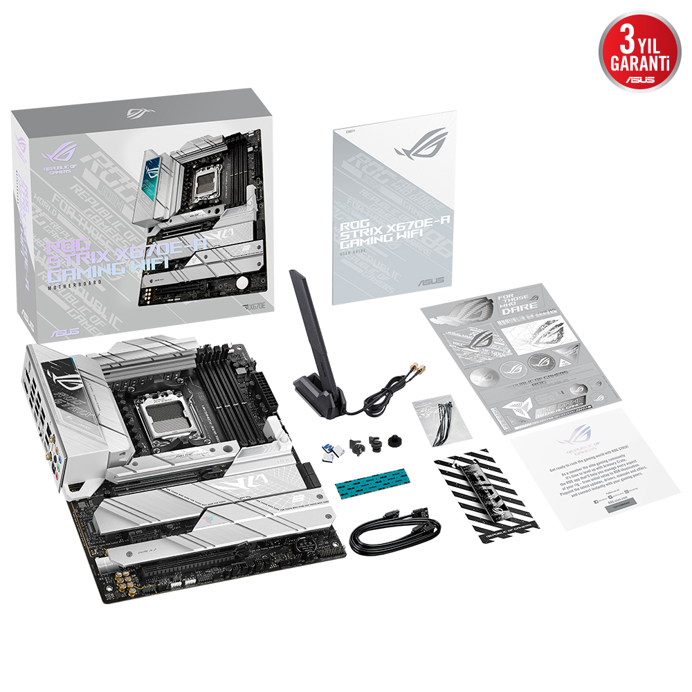 ASUS ROG Strix X670E-A Gaming WIFI AMD X670 Soket AM5 DDR5 6400(OC)MHz ATX Gaming (Oyuncu) Anakart