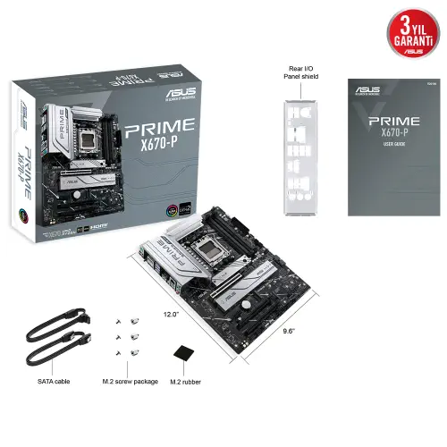 Asus Prime X670-P AMD X670 Soket AM5 DDR5 6400(OC)MHz ATX Gaming (Oyuncu) Anakart