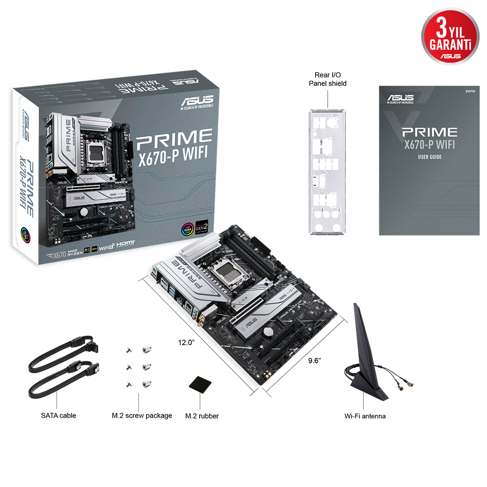 ASUS Prime X670-P WIFI AMD X670 Soket AM5 DDR5 6400(OC)MHz ATX Gaming (Oyuncu) Anakart