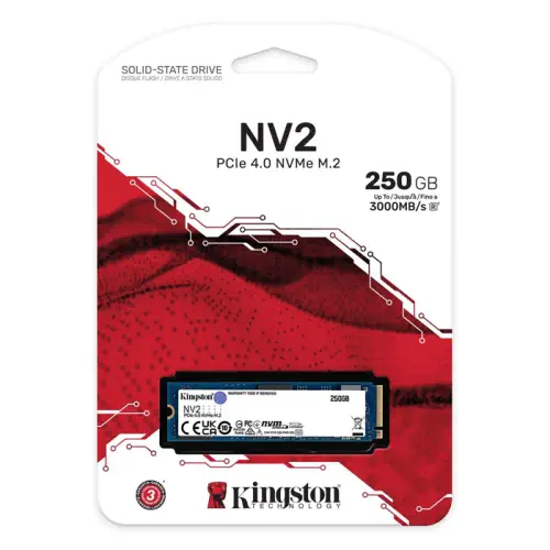 Kingston NV2 SNV2S/250G 250GB 3000/1300MB/s PCIe NVMe M.2 SSD Disk