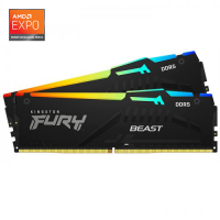 Kingston Fury Beast RGB KF560C36BBEAK2/32 32GB (2x16GB) DDR5 6000MHz CL36 Siyah Gaming Ram (Bellek)