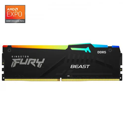 Kingston Fury Beast RGB KF560C36BBEA/16 16GB (1x16GB) DDR5 6000MHz CL36 Siyah Gaming Ram (Bellek)