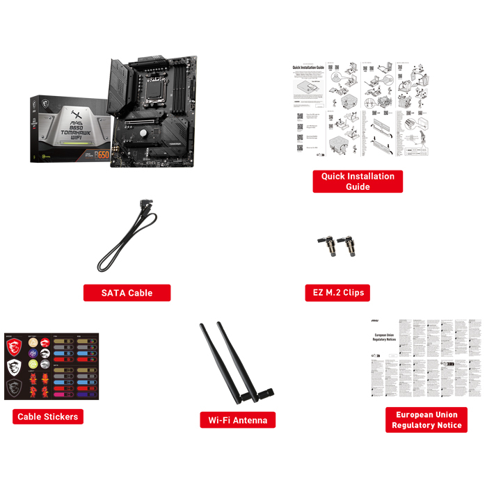 MSI MAG B650 TOMAHAWK WIFI AMD B650 Soket AM5 DDR5 6600(OC)MHz ATX Gaming (Oyuncu) Anakart