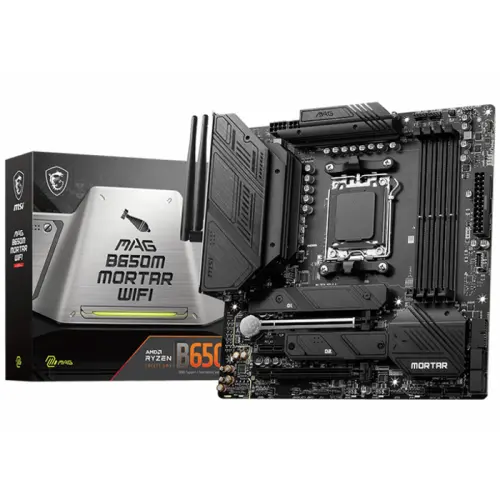 MSI MAG B650M MORTAR WIFI AMD B650 Soket AM5 DDR5 6400(OC)MHz mATX Gaming (Oyuncu) Anakart