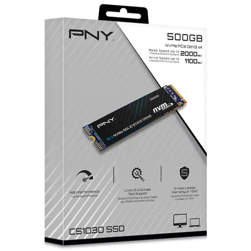 PNY CS1030 M280CS1030-500-RB 500GB 2000/1100MB/s PCIe NVMe M.2 SSD Disk