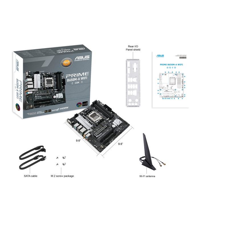 Asus Prime B650-A WIFI-CSM AMD B650 Soket AM5 DDR5 6400(OC)MHz mATX Gaming (Oyuncu) Anakart