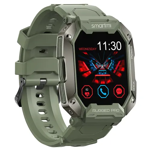 Smartmi Rugged Pro Akıllı Saat Yeşil (Tansiyon Ölçme, Bluetooth Arama, Hoparlör) 