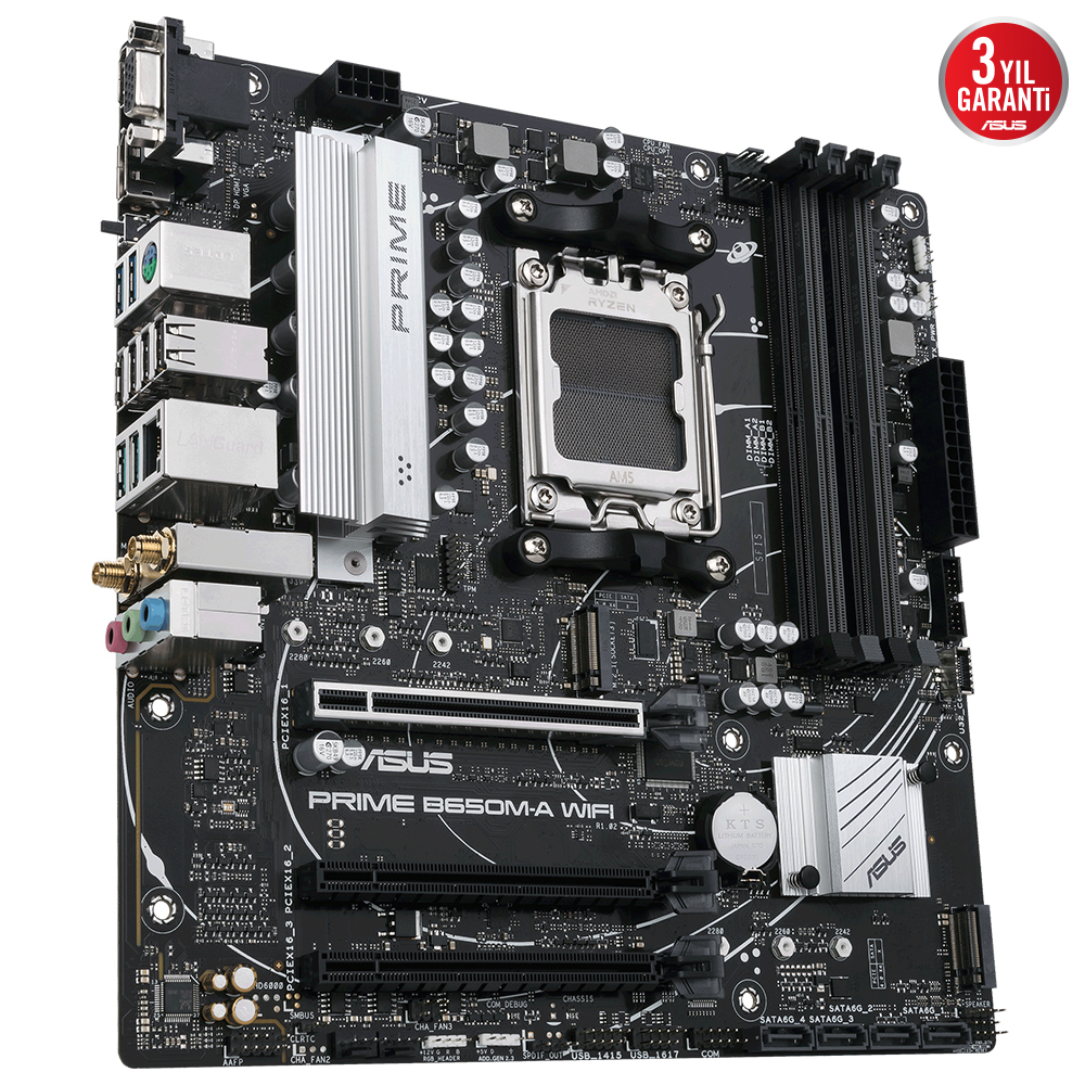 ASUS Prime B650M-A WIFI AMD B650 Soket AM5 DDR5 6400(OC)MHz mATX Gaming (Oyuncu) Anakart