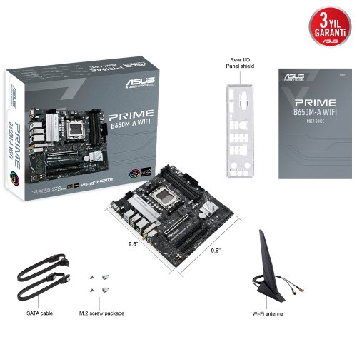 Asus Prime B650M-A WIFI AMD B650 Soket AM5 DDR5 6400(OC)MHz mATX Gaming (Oyuncu) Anakart