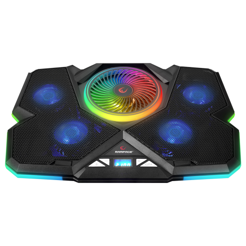 Rampage Breeze S50 Telefon Tutuculu 5xFan RGB Yükseklik Ayarlı LCD Göstergeli 15-17″ Notebook Soğutucu