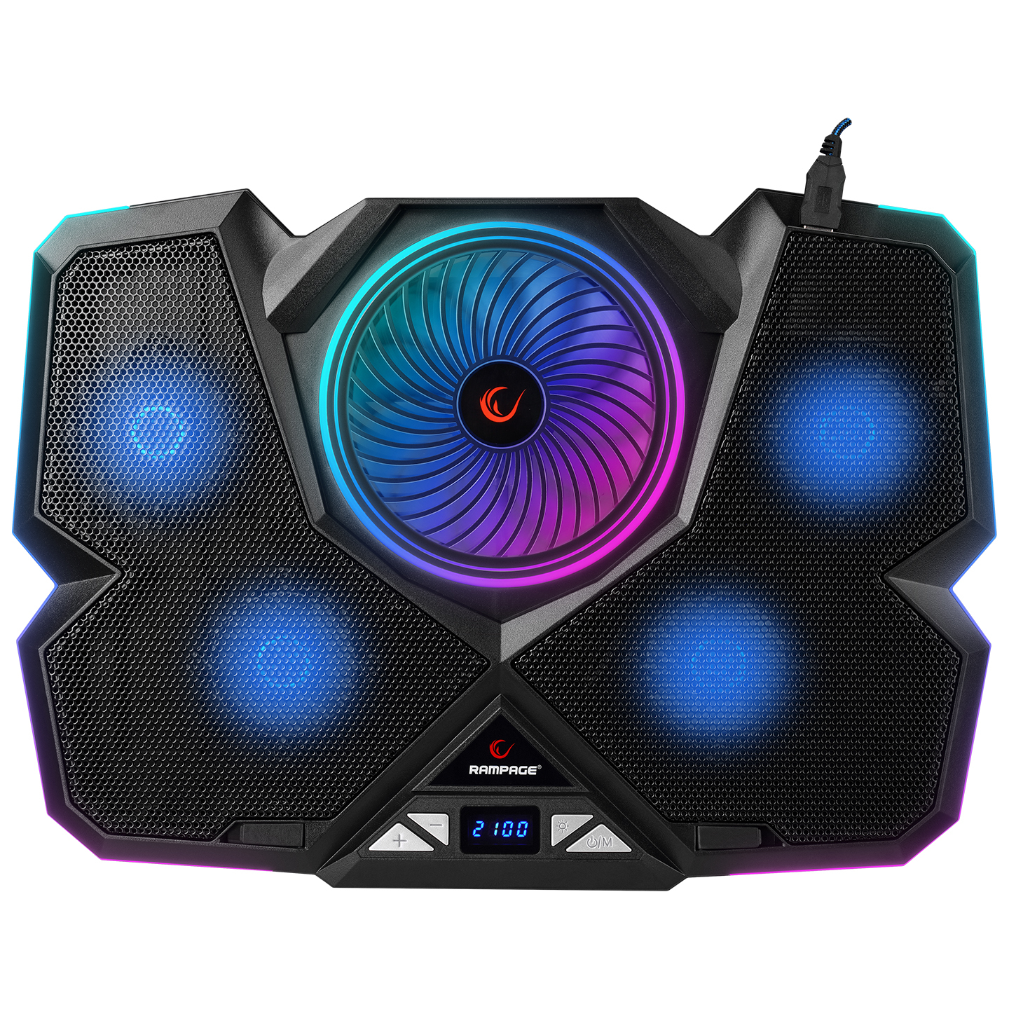 Rampage Breeze S50 Telefon Tutuculu 5xFan RGB Yükseklik Ayarlı LCD Göstergeli 15-17″ Notebook Soğutucu