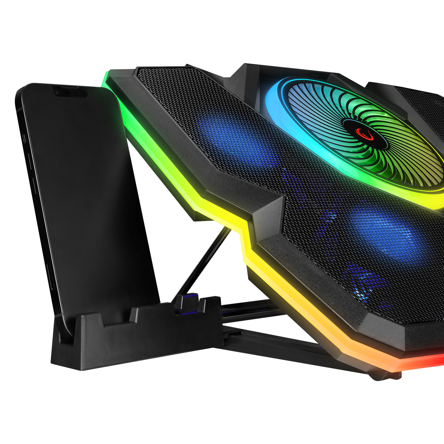 Rampage Breeze S50 Telefon Tutuculu 5xFan RGB Yükseklik Ayarlı LCD Göstergeli 15-17″ Notebook Soğutucu