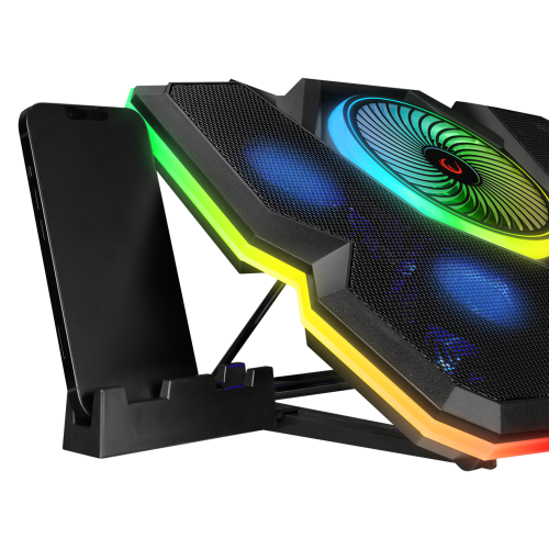 Rampage Breeze S50 Telefon Tutuculu 5xFan RGB Yükseklik Ayarlı LCD Göstergeli 15-17″ Notebook Soğutucu