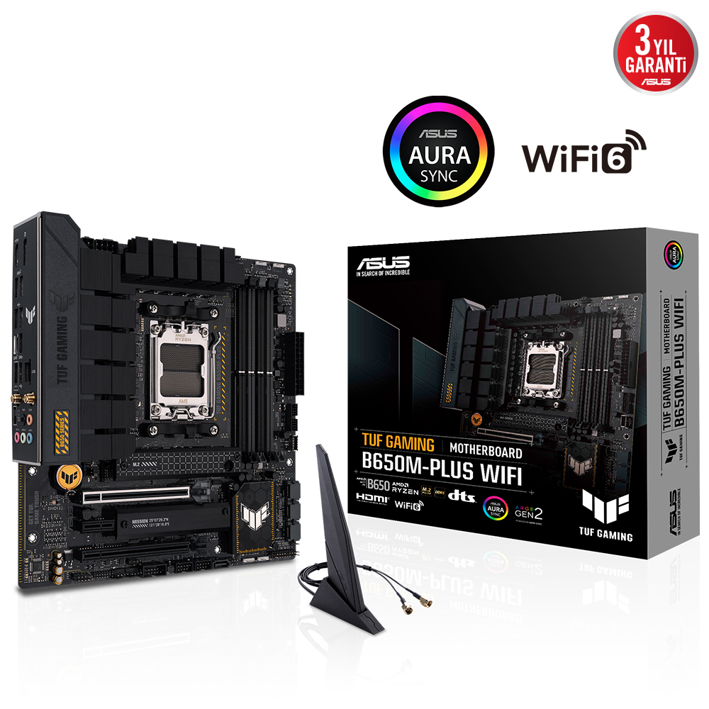 ASUS TUF Gaming B650M-Plus WIFI AMD B650 Soket AM5 DDR5 6400(OC)MHz mATX Gaming (Oyuncu) Anakart