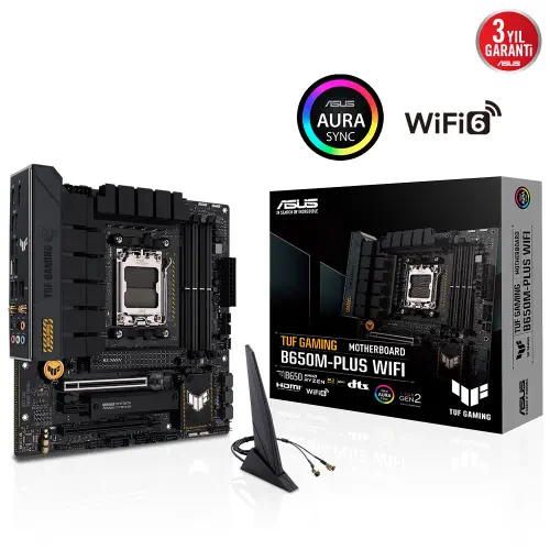 Asus TUF Gaming B650M-Plus WIFI AMD B650 Soket AM5 DDR5 6400(OC)MHz mATX Gaming (Oyuncu) Anakart