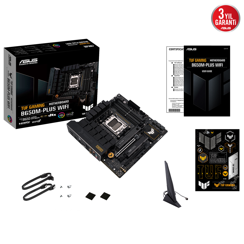 ASUS TUF Gaming B650M-Plus WIFI AMD B650 Soket AM5 DDR5 6400(OC)MHz mATX Gaming (Oyuncu) Anakart