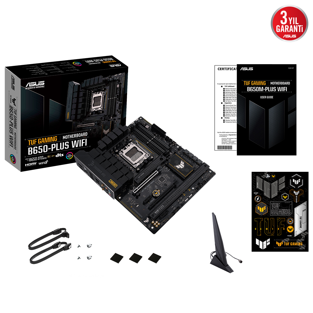 ASUS TUF Gaming B650-Plus WIFI AMD B650 Soket AM5 DDR5 6400(OC)MHz ATX Gaming (Oyuncu) Anakart