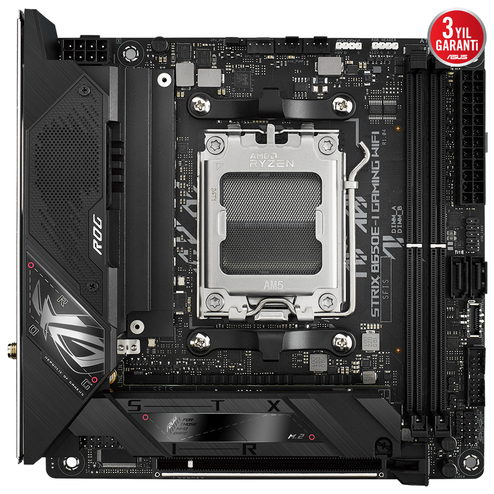 ASUS ROG Strix B650E-I Gaming WIFI AMD B650 Soket AM5 DDR5 6400(OC)MHz Mini-ITX Gaming (Oyuncu) Anakart