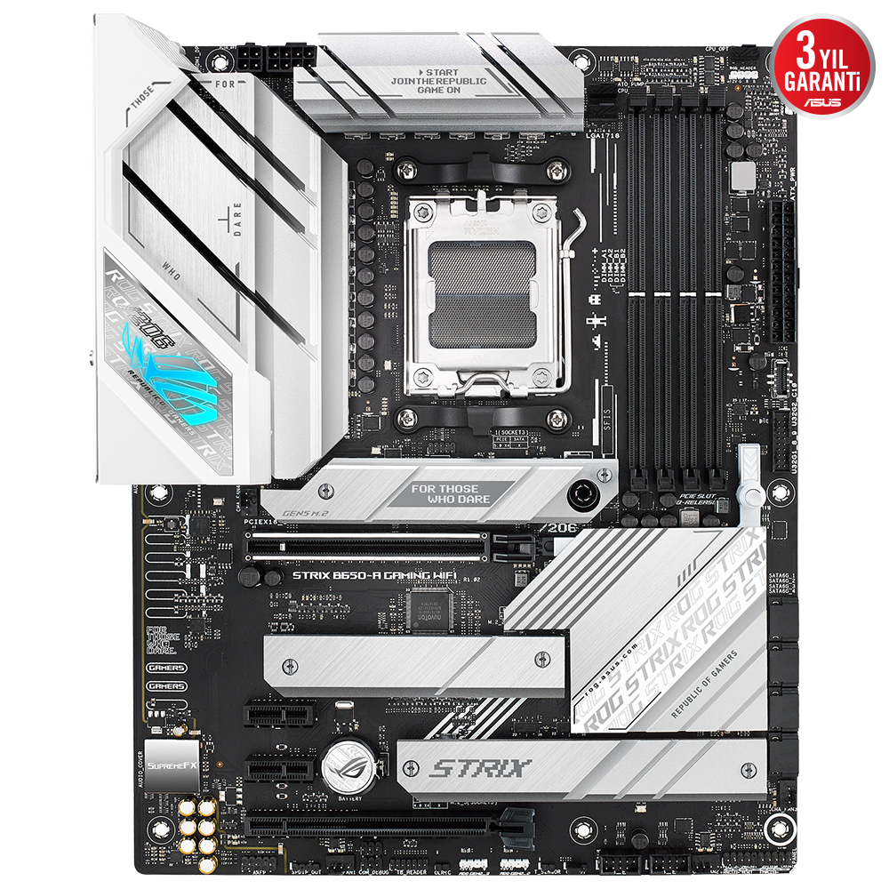 ASUS ROG Strix B650-A Gaming WIFI AMD B650 Soket AM5 DDR5 6400(OC)MHz ATX Gaming Anakart