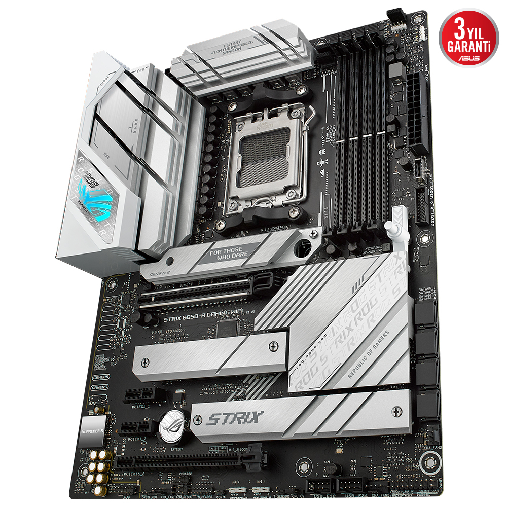 ASUS ROG Strix B650-A Gaming WIFI AMD B650 Soket AM5 DDR5 6400(OC)MHz ATX Gaming Anakart