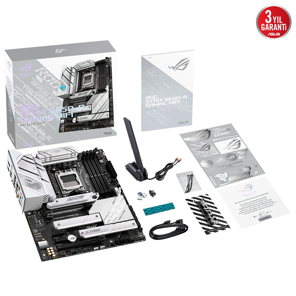 ASUS ROG Strix B650-A Gaming WIFI AMD B650 Soket AM5 DDR5 6400(OC)MHz ATX Gaming Anakart
