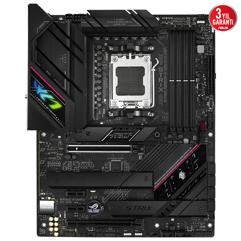 ASUS ROG Strix B650E-F Gaming WIFI AMD B650 Soket AM5 DDR5 6400(OC)MHz ATX Gaming (Oyuncu) Anakart