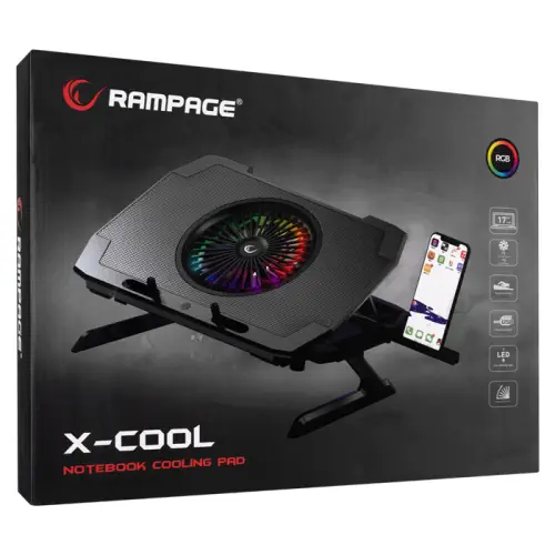 Rampage AD-RC21 X-CooL 5xFan 2xUSB RGB 15-17″ Notebook Soğutucu