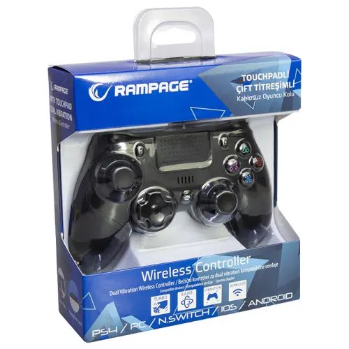Rampage SG-RPS4 Plus PS4/PC Bluetooth Çift Titreşimli Kablosuz Siyah Gamepad