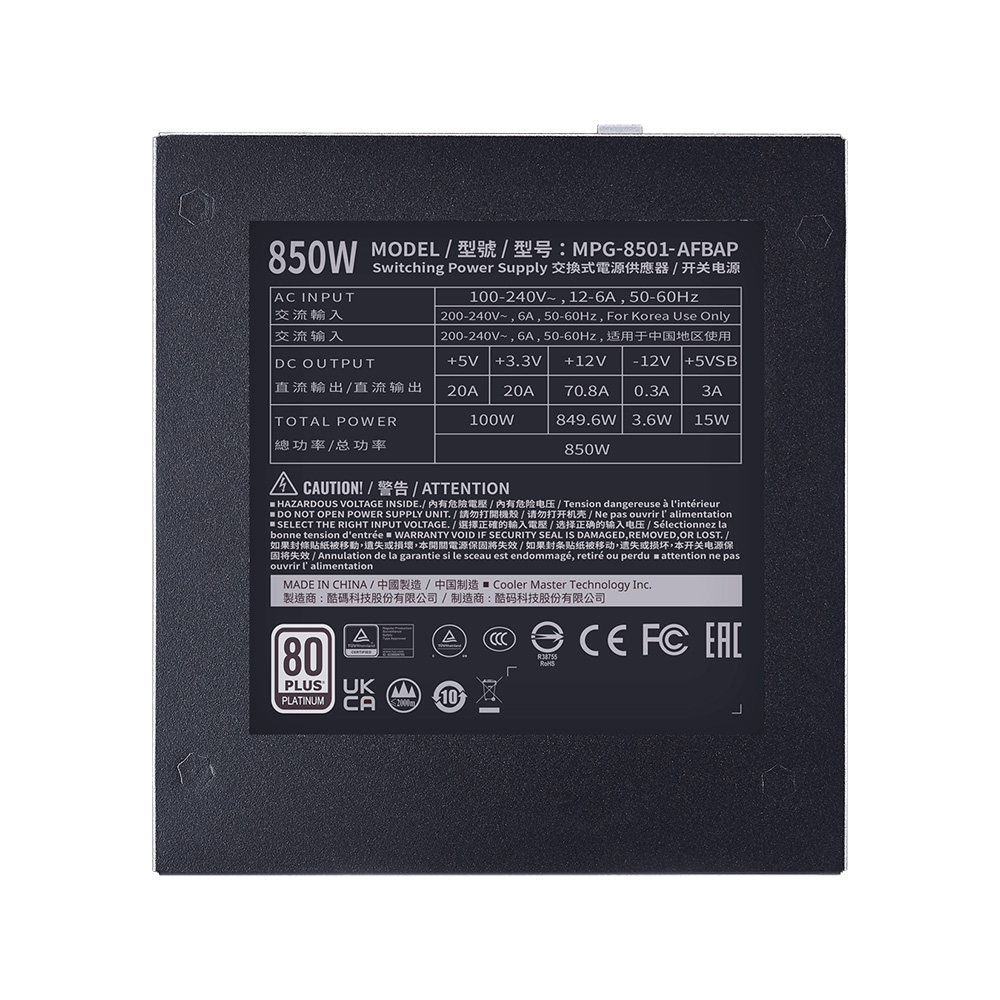 Cooler Master XG 850W MPG-8501-AFBAP-EU 80+ Platinum 135mm Fanlı Full Modüler PSU