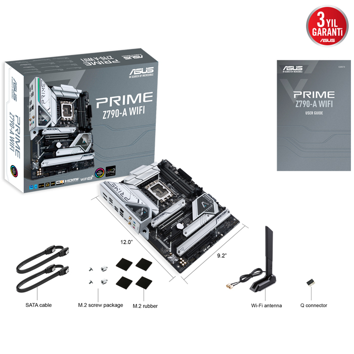 ASUS Prime Z790-A WIFI Intel Z790 Soket 1700 DDR5 7200(OC)MHz ATX Gaming (Oyuncu) Anakart