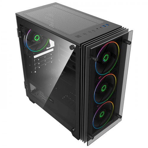 Gamemax Mini Stratos H609 650W 80+ 4x120mm Dual Ring Rainbow Fan Temperli Cam USB 3.1 mATX Mini-Tower Gaming (Oyuncu) Kasa