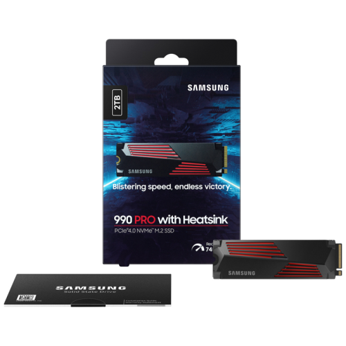 Samsung 990 PRO w/Heatsink MZ-V9P2T0CW 2TB 7450/6900MB/s PCIe NVMe M.2 SSD Disk