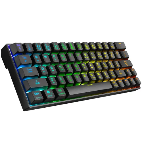 Rampage B-Atom KB-RX63 Blue Switch RGB TR Q Bluetooth / USB Mekanik Kablosuz Mini Gaming (Oyuncu) Klavye